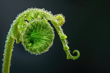 Detailed Visual  of Green Tongue Fern Plant Unfurling in Spring