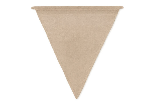 Minimalist beige pennant suspended, displaying clean design potential with open space for custom branding or graphic overlay