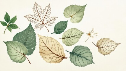 Obraz premium Collection of Assorted Autumn Fall Foliage Leaf Specimens in Various Colors and Textures