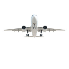 Sleek airplane taking off with powerful engines and streamlined design, showcasing flight