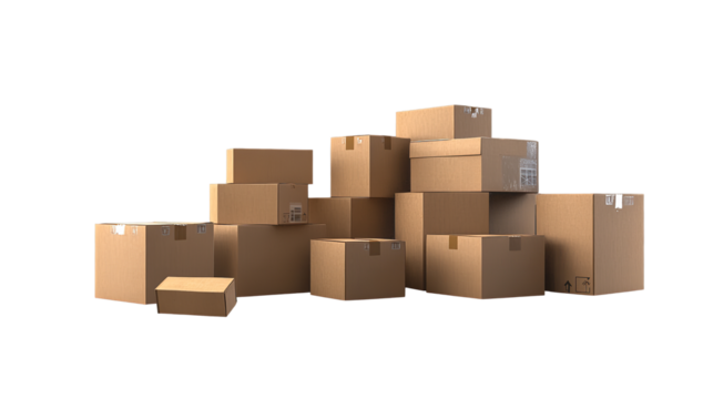 A mountain of cardboard boxes ready for shipping a symbol of logistics and on transparent background