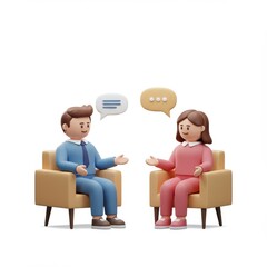 Obraz premium Friendly Conversation Between Two Cartoon Characters in a Cozy Room