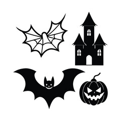halloween silhouette design elements set for spooky creations
