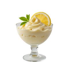 lemon cream dessert in glass bowl isolated on transparen png