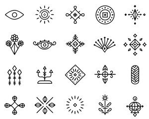 Obraz premium Intricate neo tribal geometric motifs and gothic inspired ornate patterns in a contemporary artistic design composition