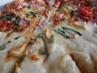 とろけるチーズの美味しそうなピザ