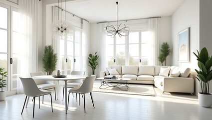 Fototapeta premium modern living room with fireplace