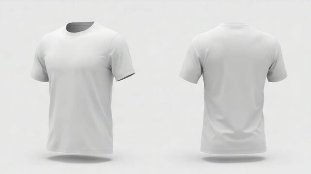 Round Neck White T Shirt Front and Back View in a Clean Studio Mockup for Presentation