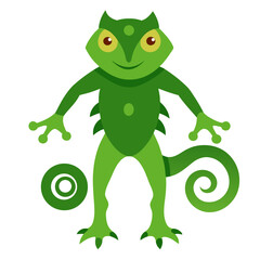 Green frog cartoon animal vector icon on white background.