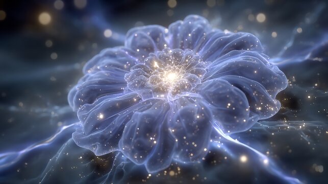 Celestial Bloom: A Digital Flower of Light and Stardust