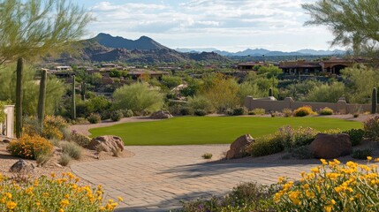 Desert landscape with homes and golf course