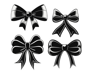 A charming collection of simple decorative holiday ribbon bows perfect for festive designs and seasonal celebrations featuring classic shapes and a versatile color palette for crafting and gifting