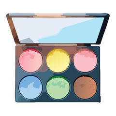 Bold Makeup Colors in a Circular Cosmetic Case
