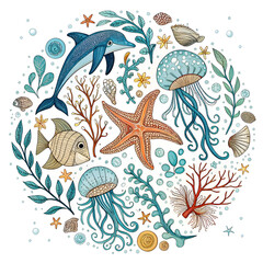 seamless pattern with sea shells