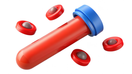 3d render of a blood sample in a test tube with floating blood cells