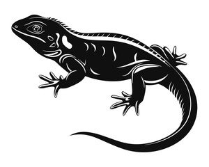 Naklejka premium Striking graphic representation of a reptile in profile showcasing a sleek dark outline with vibrant color accents perfect for diverse design applications