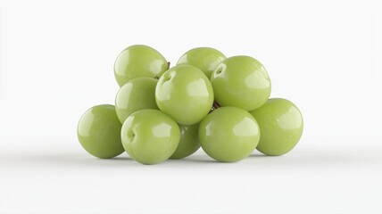 Pile of Fresh Green Plums on White Background pile fresh fruit stack healthy organic sweet sour food