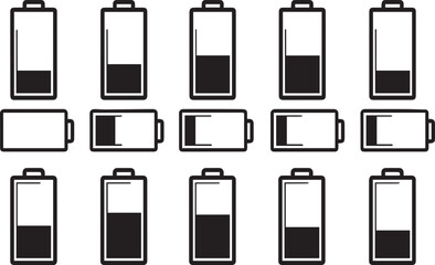Battery charge level indicator icons in vector format