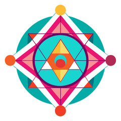 Divine Harmony in a Jewel-Toned Yantric Diagram