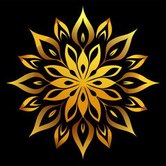 Glowing Golden Mandala with Flowing Floral Lines