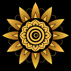 Golden Petal Spiral Mandala with Mystical Glow