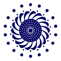 Starburst Dot Mandala in Indigo Minimalist Style