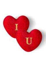 Sweet Valentine's Day Hearts I Love U - Romantic Red Felt Hearts