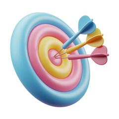 Achieve Your Goals Colorful 3D Dartboard Target Illustration isolated on transparent background