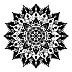 Paisley-Filled Monochrome Mandala for Print or Ink Illustration