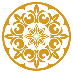 Baroque Gold Mandala Ornament with Elaborate Line Symmetry