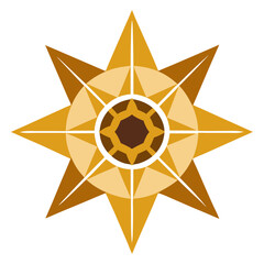 Ancient Sacred Geometry Mandala in Gold with Emblematic Points