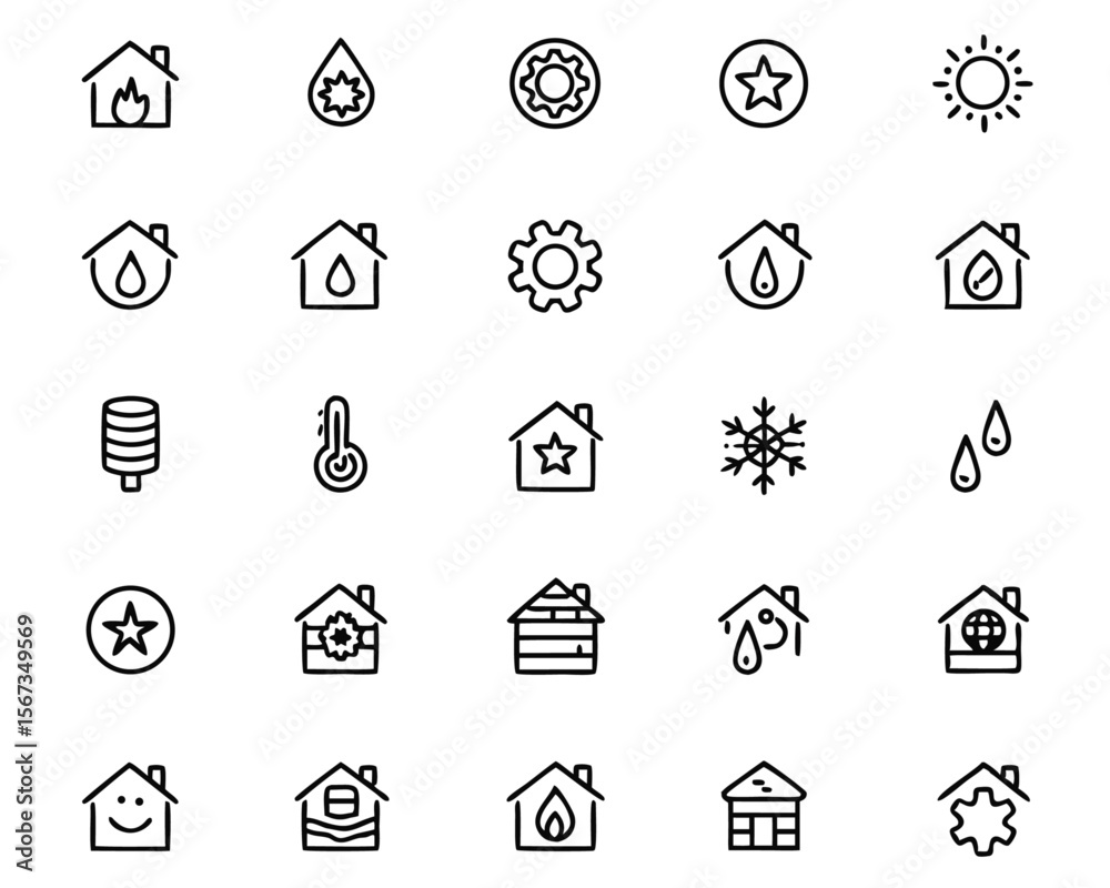 Poster a collection of minimalist clean and modern graphic elements featuring thin linear outlines and stro