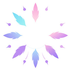 Fototapeta premium Dreamy pastel mandala blending feathers, stars, and cosmic gradients in spiritual hues.