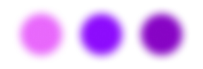  A collection of blurred purple gradient circles with noise and grainy textures