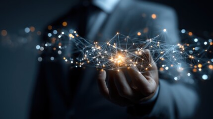 Photorealistic Corporate Portrait with Futuristic Virtual Interface