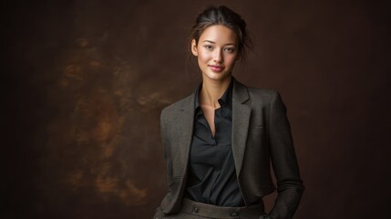 Full-Length Studio Portrait of Female Executive with Confident Expression
