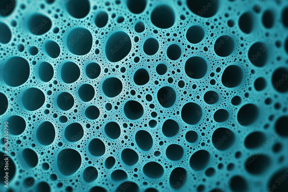 Wall mural blue textured background with organic bubble patterns and varied sizes for abstract art and design e
