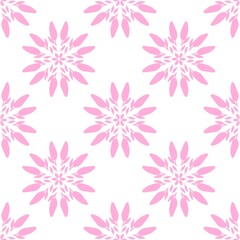 Seamless pink and white floral pattern with abstract, stylized flower motifs. Excellent for nature-inspired textiles, digital art, and fresh design backgrounds.