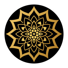 Luxurious Mandala Medallion Embossed in Gold on Rich Black Canvas