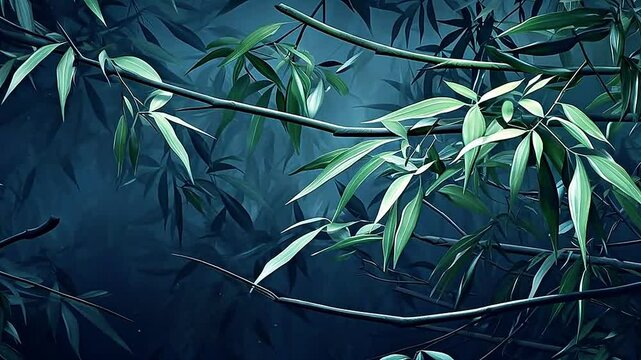 banyan bamboo in Delfts Blauw realistis and slow,ai generative