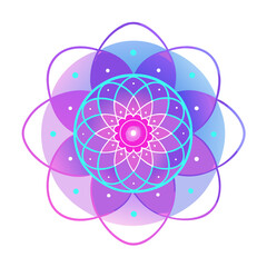 Monochrome Mandala of Curving Ribbons and Heart Geometry