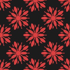 Red abstract floral pattern on a black background, ideal for modern design.