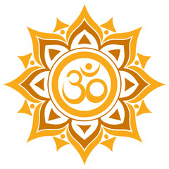 Spiritual Hindu Mandala with Radiant Gold and Sacred Om Centerpiece