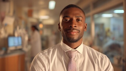 Photorealistic Portrait of Confident Doctor in Clinical Environment