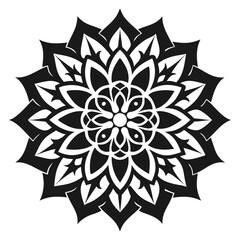 - A delicate, monochromatic mandala in a radial pattern, showcasing interwoven floral and geometric designs with ornate details.