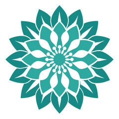 Obraz premium - An ornate mandala with radial, petal-like shapes and curving linear patterns, crafted with thick, bold lines.
