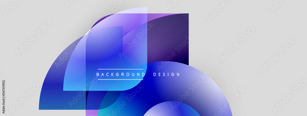 Wall mural abstract blue shapes overlap, creating dynamic background. text reads background design. minimalist,