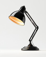 Modern Black Adjustable Desk Lamp on White Background modern desk lamp black lamp adjustable lamp ai
