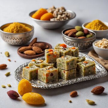 Indian dry fruits barfi, burfee or barfi
