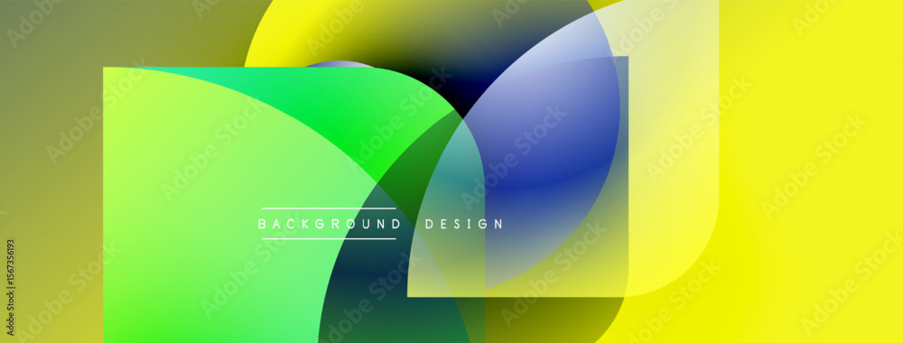 Poster Abstract vibrant design. Overlapping shapes create dynamic color gradients. Modern aesthetic, suitable for backgrounds, presentations.